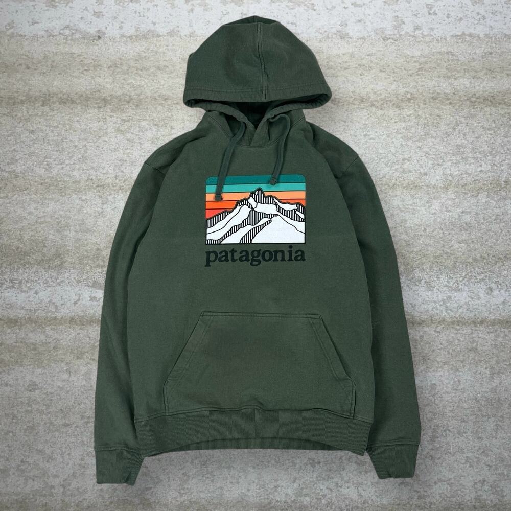 Vintage Y2K Patagonia Hoodie Mens M Dark Green Cotton Pullover - Picture 1 of 3
